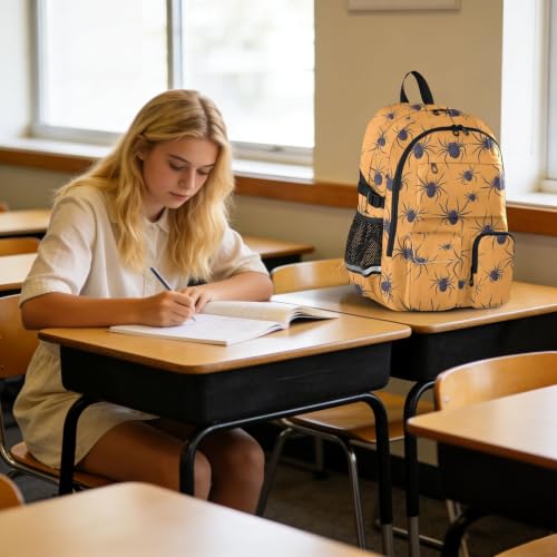 Mochilas de viaje para laptop de Halloween y trabajo con diseño escolar de telaraña 6