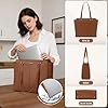 RAINSMORE Handtasche Damen Groß Shopper Tasche Damen Wasserdichte Laptoptasche 14 Zoll PU Leder Tote Bag mit Reißverschluss Innentasche Arbeitstasche Schultertaschen Henkeltasche #5