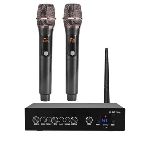Wireless Microphone Karaoke Mixer System Machine-Aik089,AI Vocal Remover,Pitch Shifter 12 Levels,DSP Reverb and Echo,Feedback Suppression,HDTV with Mic,Support BT Devices or RCA 3.5mm HDTV in/Out
