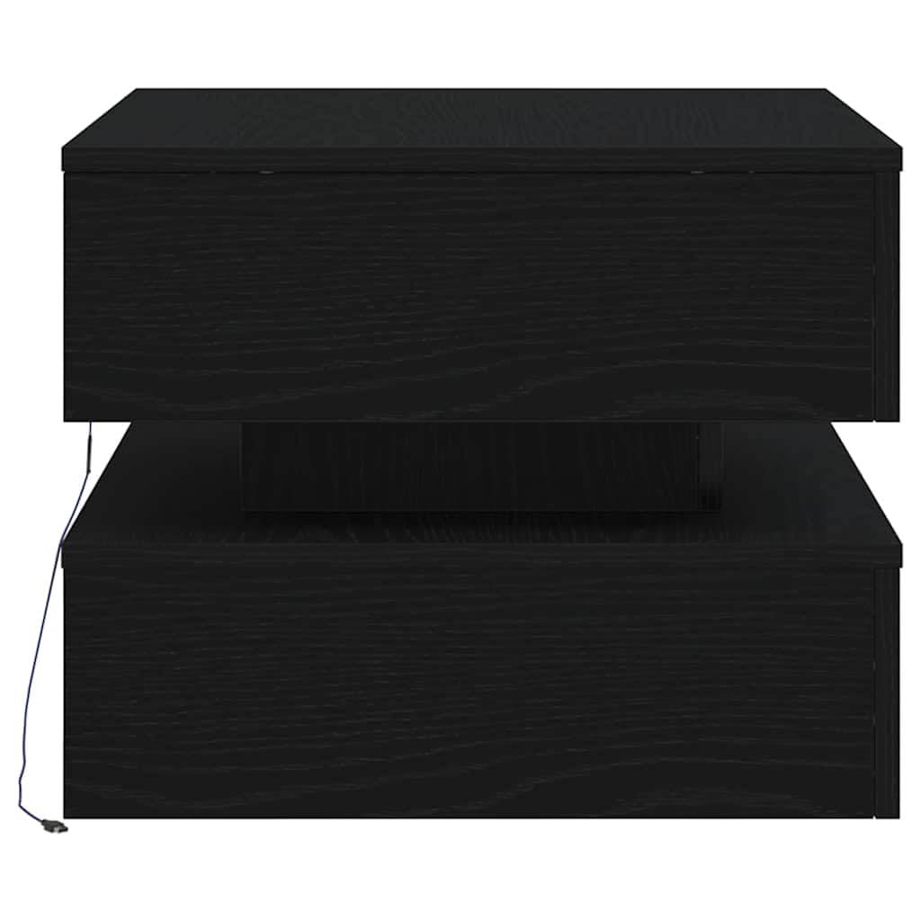 VidaXL Tavolino da Salotto con Luci LED Rovere Nero 50x50x40 cm