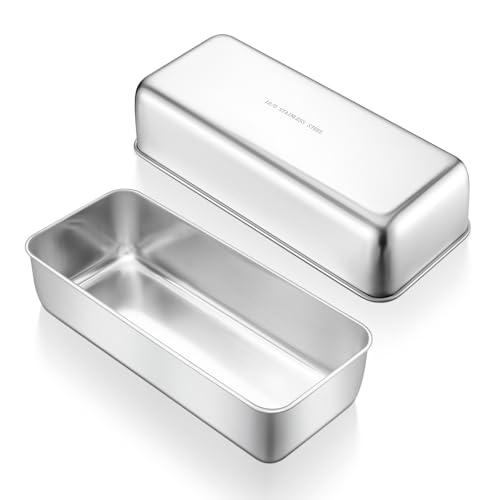 HaWare 3lb Loaf Tin, Stainless Steel Large Bread Baking Pan for Banana Bread/Cake/Loaves/Lasagna, 31 x 13 x 7.5 cm, Healthy & Durable, Oven & Dishwasher Safe - Set of 2