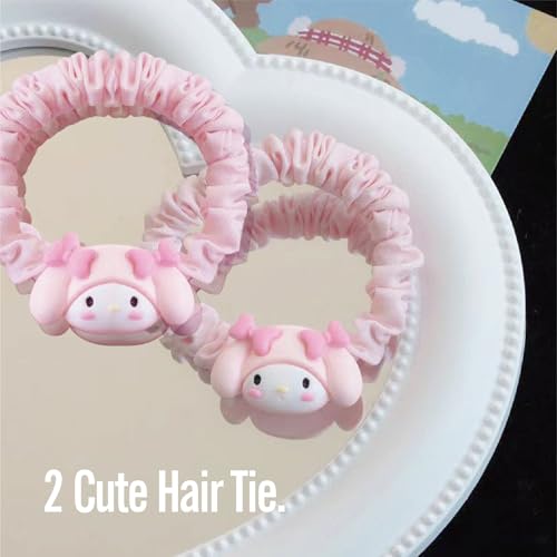 Image of Cute hair accessory set Cute headband，Various Styles of hair clips, hair cords, Hair Ties，Plush hair loop（pink）