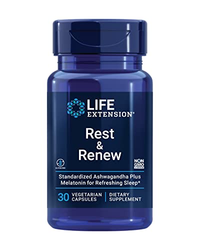 Life Extension Rest & Renew, for a Refreshing & Restorative Night’s Sleep, Gluten-Free, Non-GMO, Vegetarian, 30 Capsules