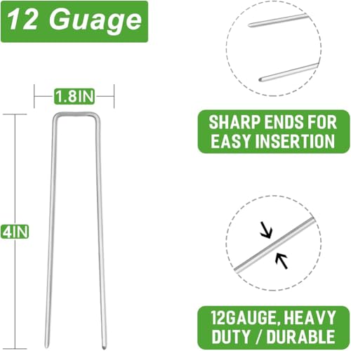 Image of Petgrow 6 Inch Garden Stakes Galvanized Landscape Staples,U-Type Staples