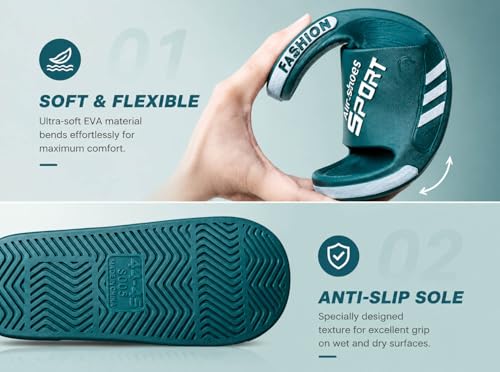 Image of Beach Pool Slides Sandals for Men,Bathroom Shower Shoes,Couple Slides Slippers Outdoor Indoor,Home House Slide Sandals
