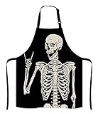 Lefolen Skull Human Skeleton Adjustable Bib Apron, Human Skeleton Posing Cooking Kitchen Apron for...