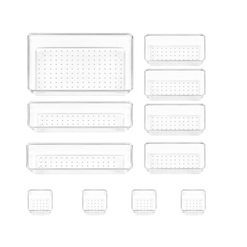 Strehknewen 11 Stück Schubladen Organizer Set – 4 Größen Transparentes...
