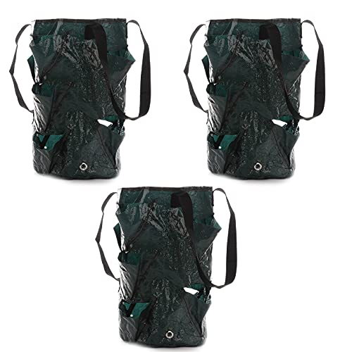 VKTY Bolsa de cultivo de fresas de 3 galones, paquete de 3 macetas colgantes con bolsillos de plantación, contenedor de plantas con asas para cultivar verduras y flores Cover