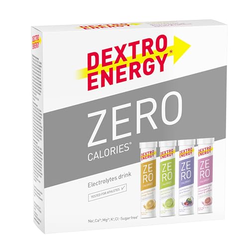 Dextro Energy Elektrolyte ohne Zucker Mix Pack 4 Sorten, 4x20 Tabletten (4er Pack) - Berry, Lemon, Orange und Pink Grapefruit + Koffein Flavour