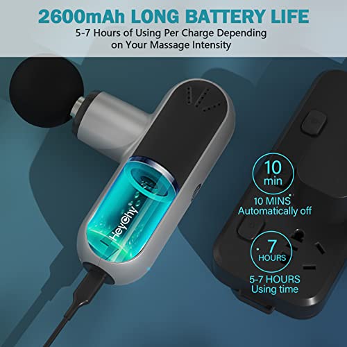 Heychy Mini Massage Gun Deep Tissue,Portable 7Mm Deep Percussion Muscle Massager, Super Small And Quiet Massage Gun Usb A To Type-C Charging With Carry Bag For Travel, Gym, Outdoors, Office And Home #TOP2