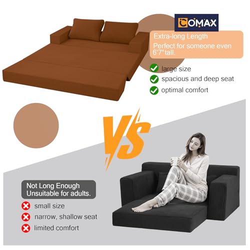 Image of COMAX Futon Sofa Bed, Convertible Sofa Bed, Folding Boneless Couches | Boneless Couch for living room, 4‑in‑1 Fold Out Small Foldable Loveseat Floor Sleeper Mattress Lounge Space‑Saving