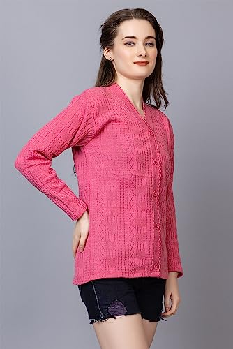 Image of Wear lusso Women Sweater for Winter Woolen Acrylic Full Sleeves V Neck Stylish Design Cardigan Girls /Ladies