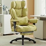 SKYE ゲーミングチェア 広々座面 通気性 ファブリック生地&低反発クッション|135°リクライニング&ランバーサポート|180kg耐荷重 デスクチェア オフィスチェア 在宅勤務 社長椅子 シェニール生地 (ライトグリーン