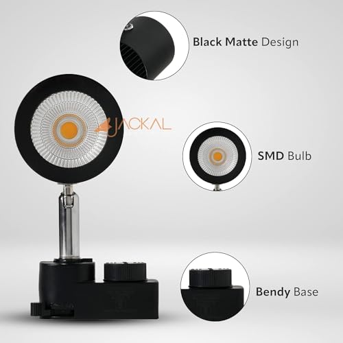 Image of JACKAL 9 Watt White LED Track Light /Spot Light /Focus Light /Picture Light (Pack of 4), Indoor Light with Rotatable Head | Perfect for Showrooms, Shops and Living Room - Trackway Included