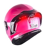 1Storm New Motorcycle Bike Modular Full Face Helmet Dual Visor Sun Shield with Rechargeable LED Tail Light: LED-X90 Glossy Pink