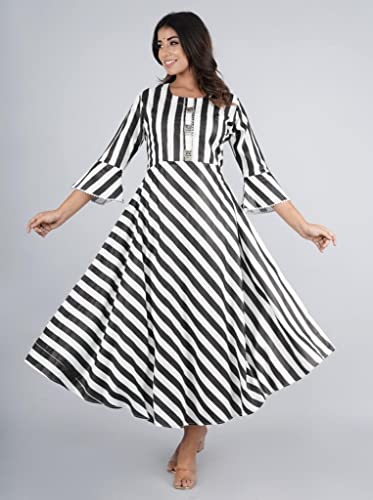 Image of The Comfort Black & White Stylish Dress Gown for Women