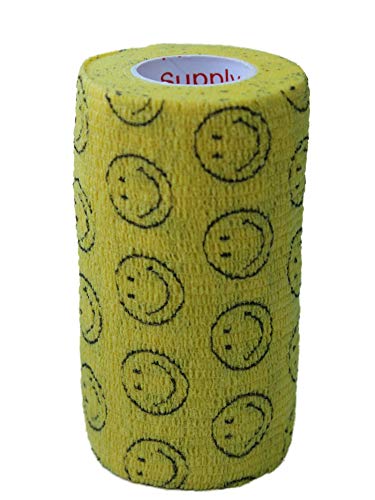 Image of 4 Inch Vet Wrap Tape Bulk (Assorted Patterns) (Pack of 6) Self Adhesive Adherent Adhering Flex Bandage Grip Roll Dog Cat