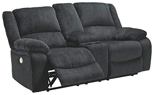Signature Design by Ashley Draycoll Power Double Reclining Loveseat with Storage Console & USB Plug, Dark Gray Signature Design by Ashley Draycoll Power Double Reclining Loveseat with Storage Console & USB Plug, Dark Gray