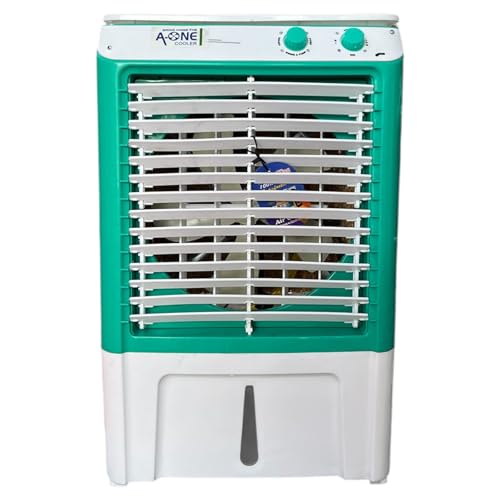 Image of AquaChill Air Cooler | 2-Speed Control | Water Tank | Turquoise & White 120 Watts