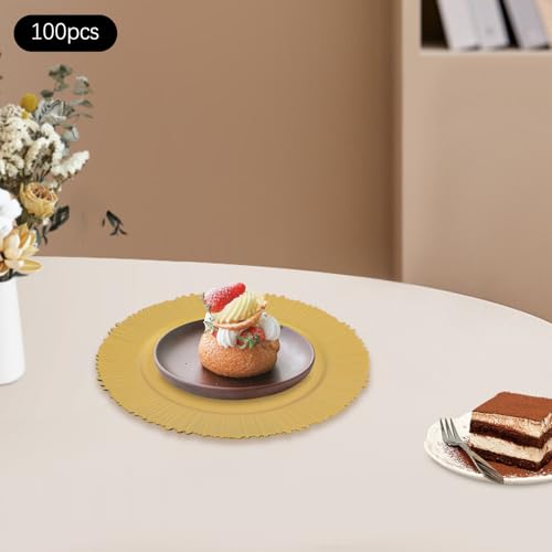 100 Platos Cargadores Dorados Redondos Plástico 13 in miniatura 4