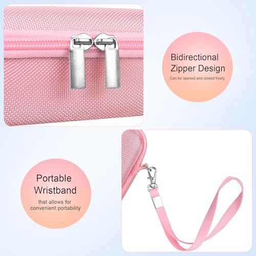 Image of Elonbo Camera Carrying Case for Kodak PIXPRO WPZ2 Waterproof Digital Camera | Camera Carrying Case, Hard Bag, with Mesh Pocket Wrist Strap Double Zipper, for Vlogging, Travel Protective Storage, Pink
