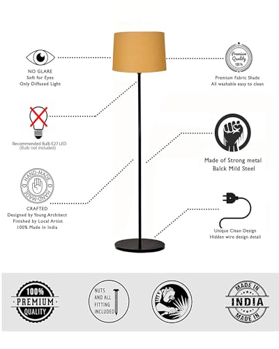 Image of Homesake Modern Floor Lamp for Living Room Traditional Farmhouse Boho Floor Lamp Mid-Century Pole Lamp with Linen Lamp Shade Modern Standing Corner lamp for Living Room, Bedroom, Office,