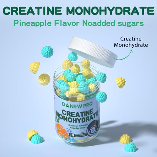 creatine monohydrate gummies or men amp women creatine monohydrate for muscle strength muscle builder energy boost pre-workout supplement120 count-blueberry pineapple flavor