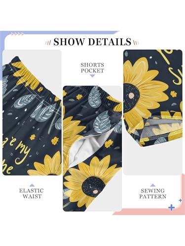 ZZKKO Cartoon Sunflower and Blue Leaves Boys Pants for Kids Jogger Pants with Pockets S4