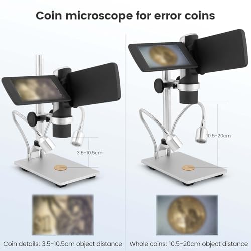 Ręczny mikroskop cyfrowy, powiększenie 200x, ekran LCD 10.2 cm, funkcja zdjęć/wideo, metalowy wspornik, światło wypełniające LED do inspekcji roślin i diamentów