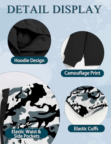 Image of Boys Clothes Boy Outfits 2-Piece Long Sleeve Hoodie and Camouflage Pants Boys Fall Winter Clothes for 6-16 Years