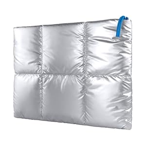 BAAGOAZ 13-14 Inch Puffer Laptop Sleeve, Quilted Metallic Silver Protective Case for 13-14 Inch MacBook Chromebook PC Notebook, Lightweight, Water-Resistant, Stylish Laptop Cover Bag for Women & Men