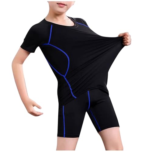 Kids Rash Guard Swimsuits Short Sleeve 2 Piece Bathing Suit UPF 50+ Athletic Summer Swimwear for 3-15 Years
