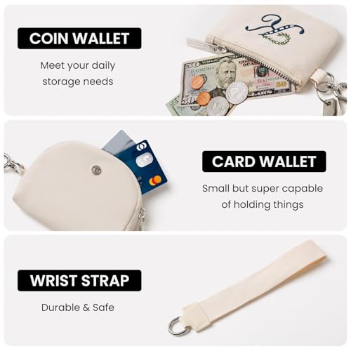 Image of MAMONA Keychain Wallet - Mini Zip Around Wristlet Wallets with Detachable Dual Pouch - Ideal Portable Coin Purse for Women and Men