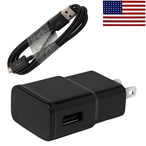 2 Amp Rapid Wall Charger & Data Cable for LG G4 G3 G2 & Mini, G Flex 1 & 2 Bundle -Bulk Packaging- w allsales1955 Brand American Flag Sticker (Black)