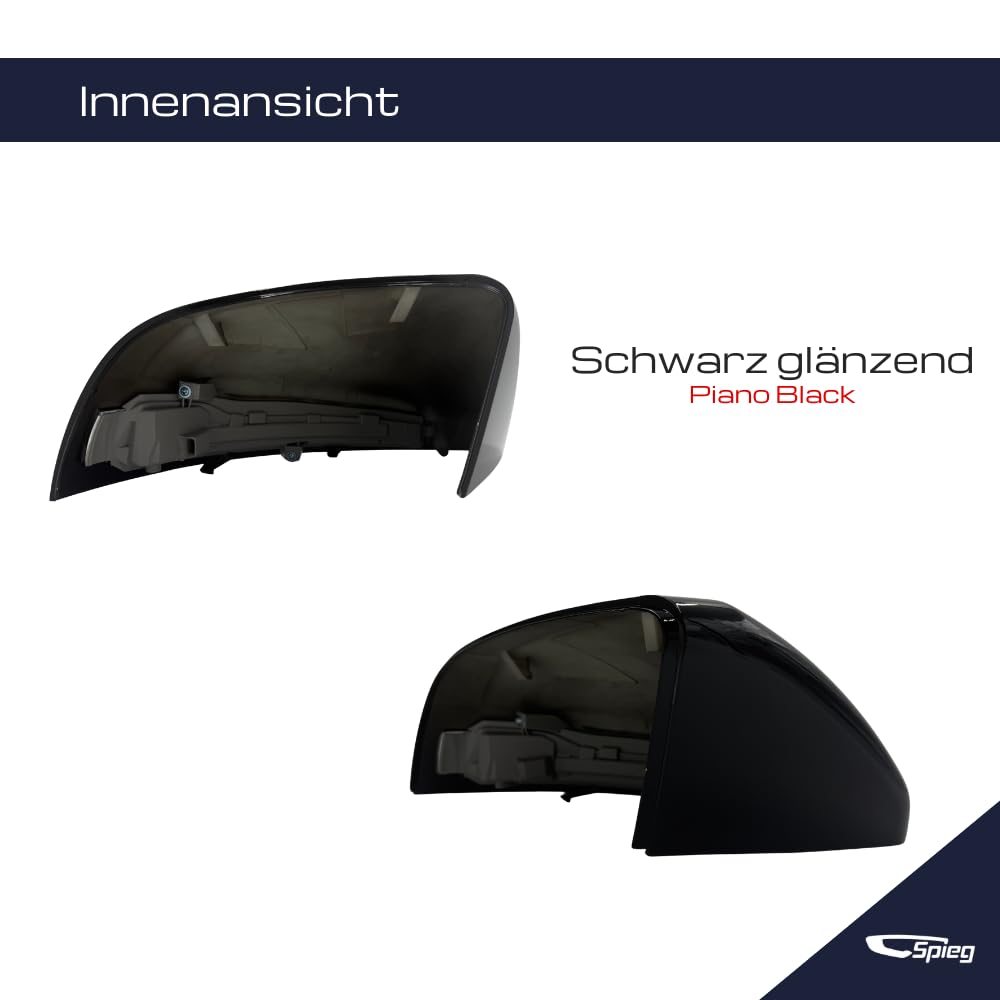 Spieg Außenspiegelkappe Links mit Blinker – Für Mercedes Vito W447 2015–2025 – Glänzend Schwarz (Fahrerseite)