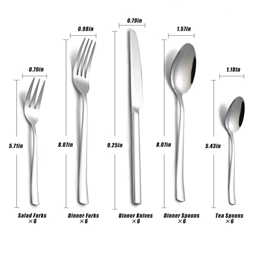 BEWOS Cutlery Set for 6 People, 30 Piece Stainless Steel Cutlery Set