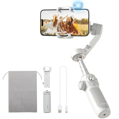FeiyuTech VB4 [NEW] Stabilizzatore Smartphone Con Luce LED E Tracker AI, Asta Prolunga 216mm, Carico 260g, Ideale Per Vlog E Video Professionali Su IPhone E Android - 3