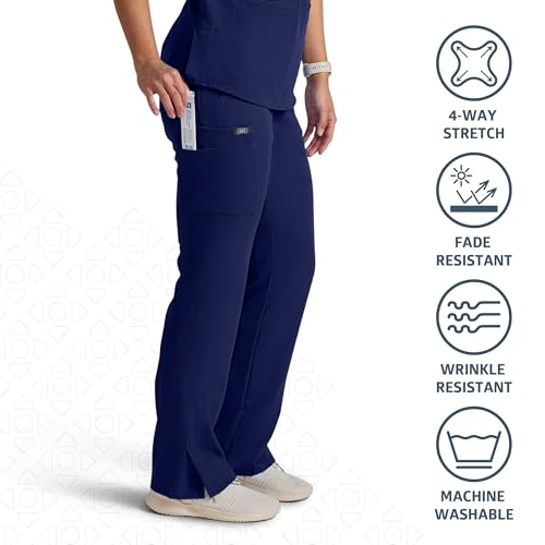 Image of ave. Varick Women's Scrub Pants, Elastic Waistband, 4-Way Stretch Fabric, Fade Resistant, Machine Washable Scrubs, Wrinkle-Resistant, For Nurses & Medical Professionals, (S, Navy)