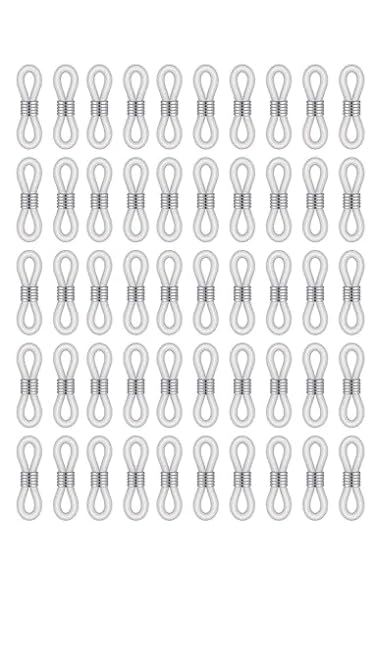 IMMIJWELL Ear Hook Eyeglasses Spectacles Chain Glasses Retainer Ends Rope Sunglasses Cord Holder Strap Loop Connector 50 pcs,Color-White silver-image-40