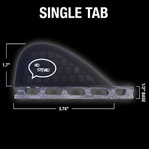 Ho Stevie! Stabilizer Surfboard Fin (Center/5Th Fin) Twin Tab Or Single Tab Sizes + Fin Key And Screws (Black, Twin Tab) #TOP3