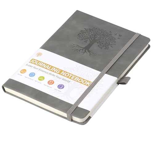 A5ノートは男性と女性のために、ジャーナルノート、メモ帳は弾性封口が付いていて、日記を書く、仕事やメモを取るのに適しています(グレー)