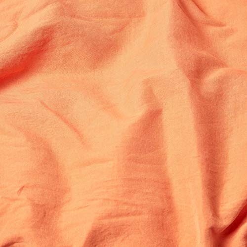 HOMESCAPES Luxury Soft Linen Flat Sheet Plain Burnt Orange Textured Linen Sheet Natural French Flax Fibre Linen & Pure 100% Cotton Blend - Image 3