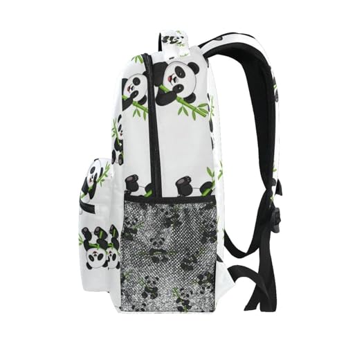 Kids School Bag, Cute Cartoon Pandas White Lightweight Travel Back Pack for Boys Girls Back to School Supplies,16 in4