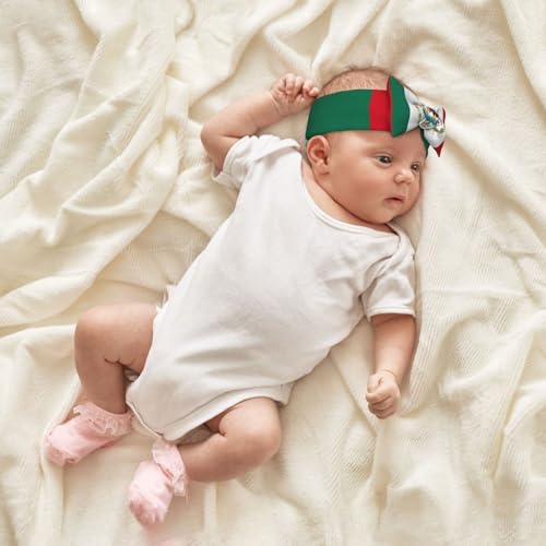 Flag of Mexico Baby Bow Headband. Comfortable baby headband, suitable for daily wear and photo props.4