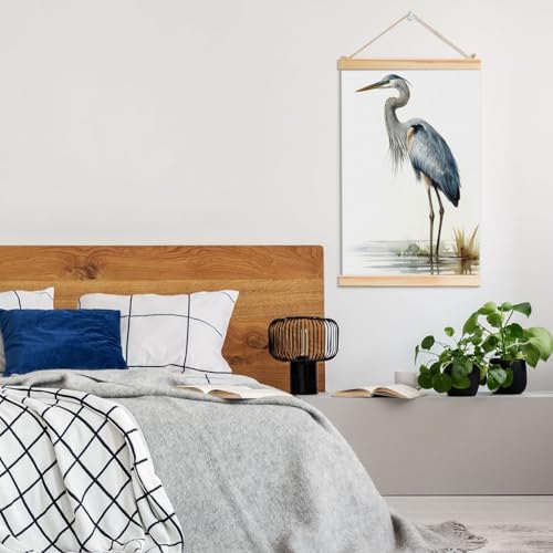Bannière murale héron cadre bois pour décorer un mur sans percer - 7