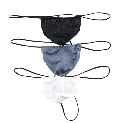 Gogobear Men's Sexy G-String Thongs Bikini Backless Underwear Briefs Bulge Pouch Athletic Supporter Underpants 3 Pack