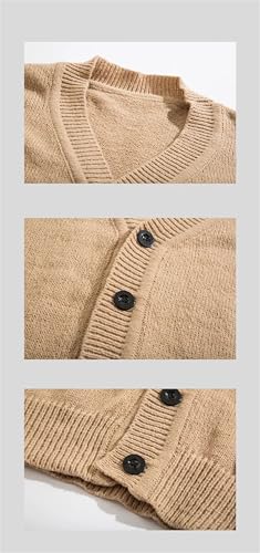 Men's Winter Knitted Cardigan Sweater Loose Fit Long Sleeve Casual Cardigans Jumper Black3