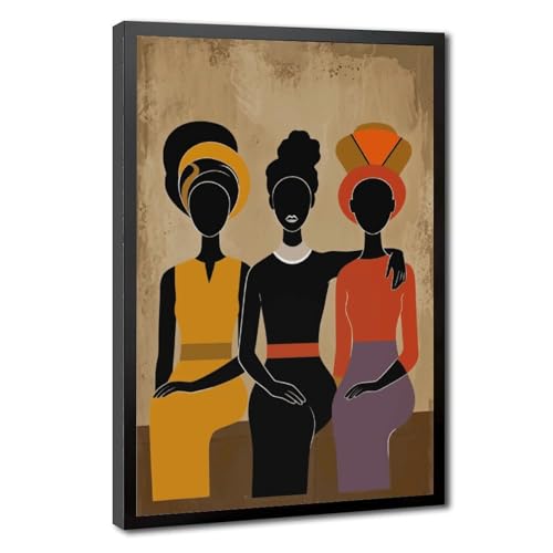 Boho Friends Trio Portrait poster sur toile cadre noir idée cadeau originale chambre