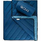 Oceas Outdoor Waterproof Stadium Blanket - Thicker Weather Proof and Windproof Blankets for Camping, Sporting Events, Picnic and Car Use - 100% Waterproof Insulated Blanket and Throws (Puffy, Blue)