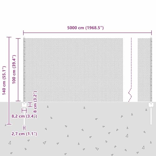 vidaXL Zaun mit Pfosten Grün 1 x 50 m Stahl und PVC, Verstellbare Außenumzäunung, moderner Gartenzaun, stabiler Raumteiler, vielseitige Sichtschutzlösung für Gärten